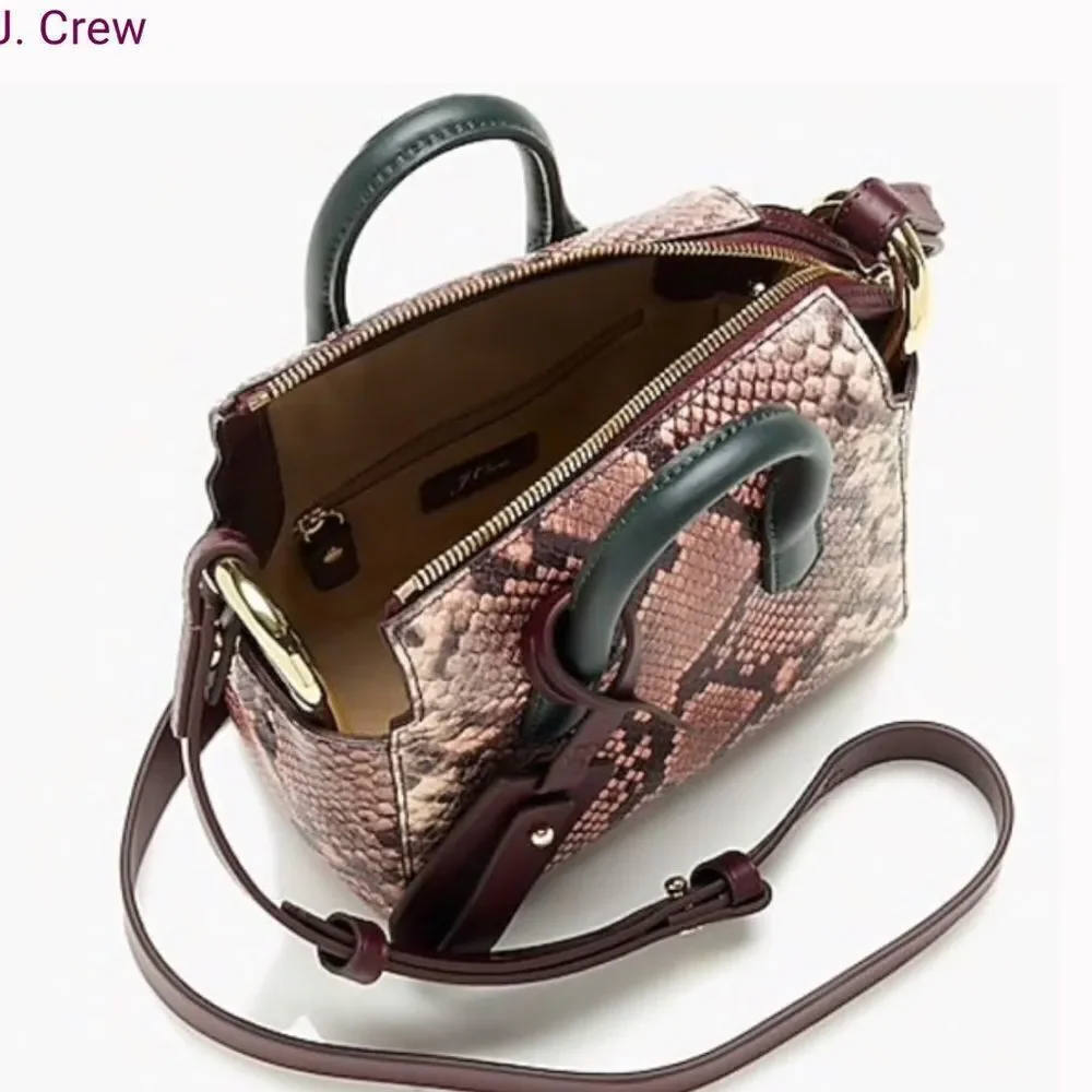 J Crew Mini Harper Snakeskin Embossed Leather Bag - Picture 7 of 11